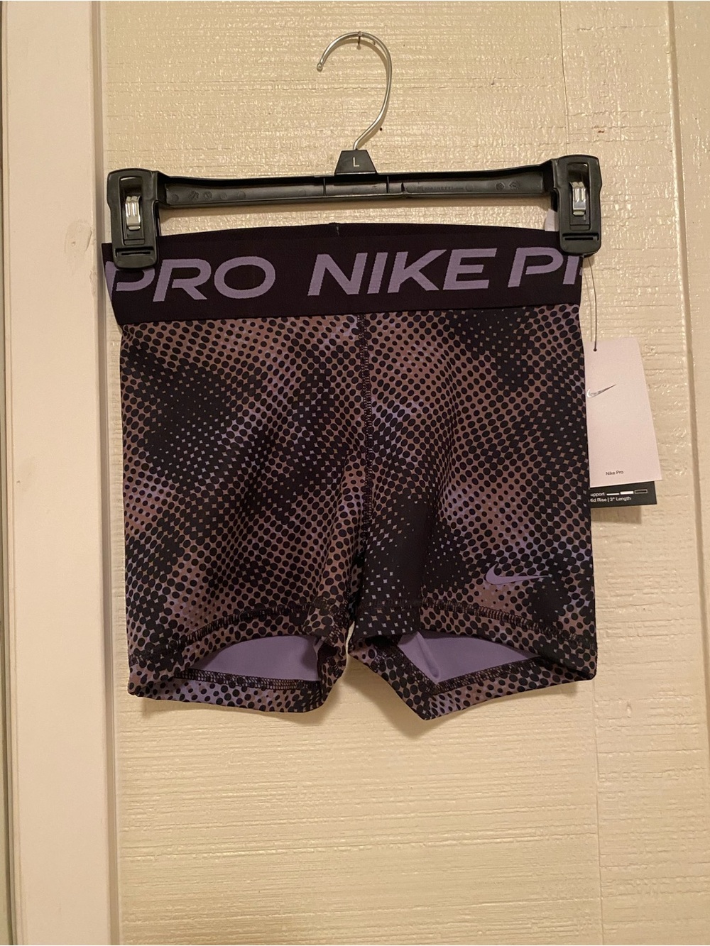 NWT Nike Pro Black & Purple Compression Shorts, size XS